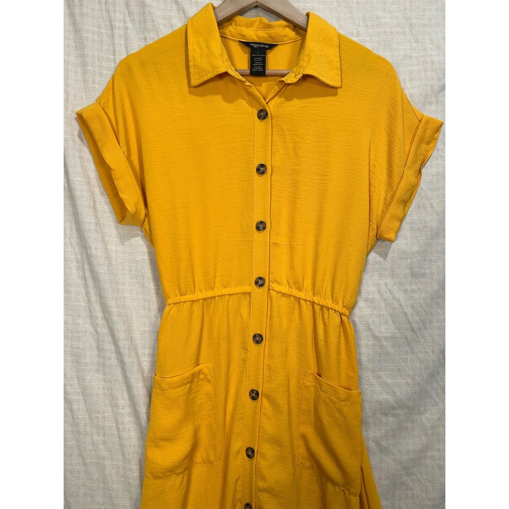 Millenium Mustard Yellow Button Front Midi Shirt … - image 2